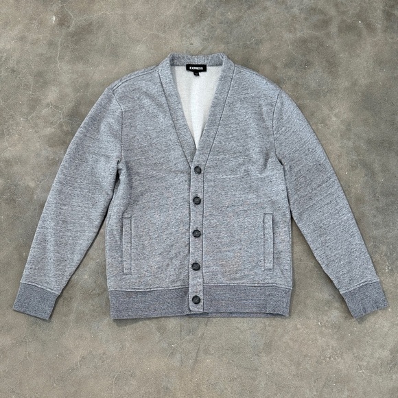 Express Men’s Gray Cardigan Sweater - Picture 1 of 9